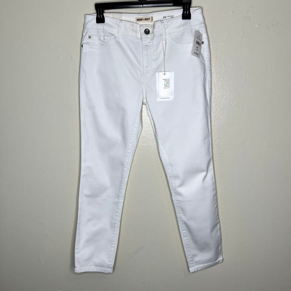 Warp + Weft JFK Skinny Jeans 29 White Mid Rise Ankle Denim Tencel Cotton New